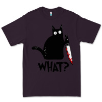 Plum Halloween Cat With Knife What Premium Tee - linhVisuals