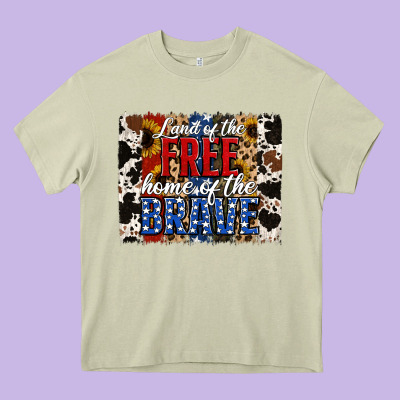 Land Of The Free  Th Of July Brushstroke Heavy Core Tee Designed By Jasminsmagicworld