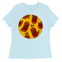 Baby Blue african masks round earrings 5 Ladies Tee - BundleAndBundleShop