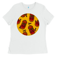 White african masks round earrings 5 Ladies Tee - BundleAndBundleShop