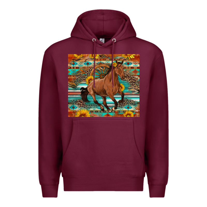 Galloping Horse Aztec Sunflower Premium Hoodie by Artiststas | Teevron