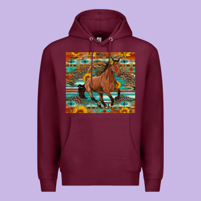 Galloping Horse Aztec Sunflower Premium Hoodie Designed By Artiststas