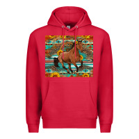Cardinal galloping horse aztec sunflower Premium Hoodie - Artiststas