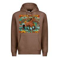Chestnut galloping horse aztec sunflower Premium Hoodie - Artiststas
