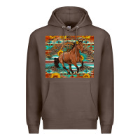 Coffee galloping horse aztec sunflower Premium Hoodie - Artiststas