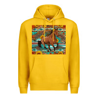 Lemon galloping horse aztec sunflower Premium Hoodie - Artiststas