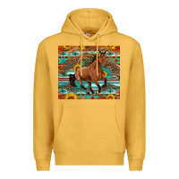 Mustard galloping horse aztec sunflower Premium Hoodie - Artiststas