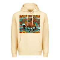 Pina Colada galloping horse aztec sunflower Premium Hoodie - Artiststas