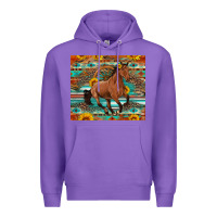 Purple galloping horse aztec sunflower Premium Hoodie - Artiststas