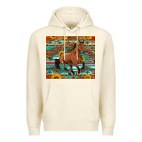 Sandshell galloping horse aztec sunflower Premium Hoodie - Artiststas
