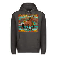 Smoke galloping horse aztec sunflower Premium Hoodie - Artiststas