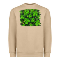 Mushroom st patrick's day shamrock and plaid distressed background Heavyweight Sweatshirt - RanaPortraitStore