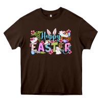 Chocolate Brown Happy Easter Nurse Heavy Core Tee - OliviaCreatesArt