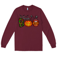 Burgundy boo halloween Long Sleeve Tee - CowhideDigitalArt