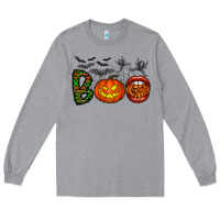 Heather Grey boo halloween Long Sleeve Tee - CowhideDigitalArt