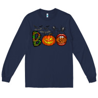 Navy boo halloween Long Sleeve Tee - CowhideDigitalArt
