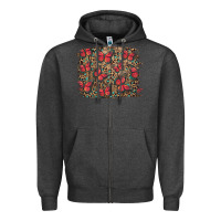 Charcoal Heather Easter Butterflies Background Zipper Hoodie - RanaPortraitStore