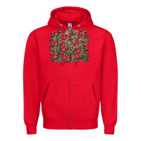 Red Easter Butterflies Background Zipper Hoodie - RanaPortraitStore