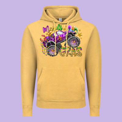 Mardi Gras Monster Truck Vintage Hoodie Designed By Racoondesign