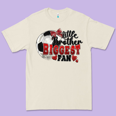 Little Brother Biggest Fan Soccer Premium Tee Designed By Fadigitalartstudio
