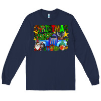 Navy christmas truck Long Sleeve Tee - SublimationCraftShop