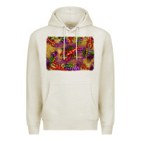 Oatmeal Heather mardi gras crawfısh leopard wood and glitter background Premium Hoodie - Artiststas