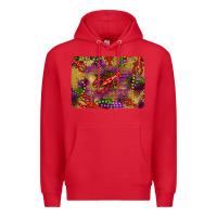 Red mardi gras crawfısh leopard wood and glitter background Premium Hoodie - Artiststas