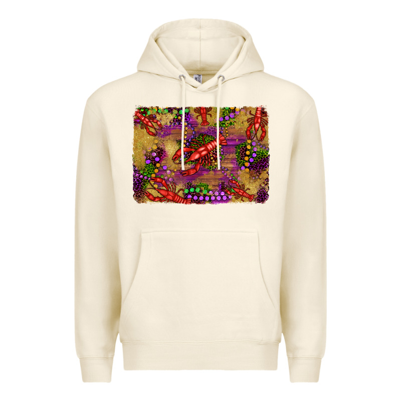 Mardi Gras Crawfısh Leopard Wood And Glitter Background Premium Hoodie by Artiststas | Teevron