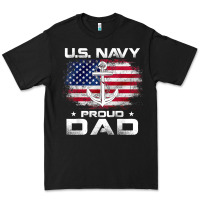 U.s Navy Proud Dad With American Flag Gift Veteran Day T Shirt Premium Tee | Teevron