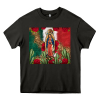 Asphalt Our Lady Of Guadalupe Mexican Flag Roses Cactus Heavy Core Tee - FaDigitalArtStudio
