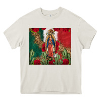 Our Lady Of Guadalupe Mexican Flag Roses Cactus Heavy Core Tee | Teevron