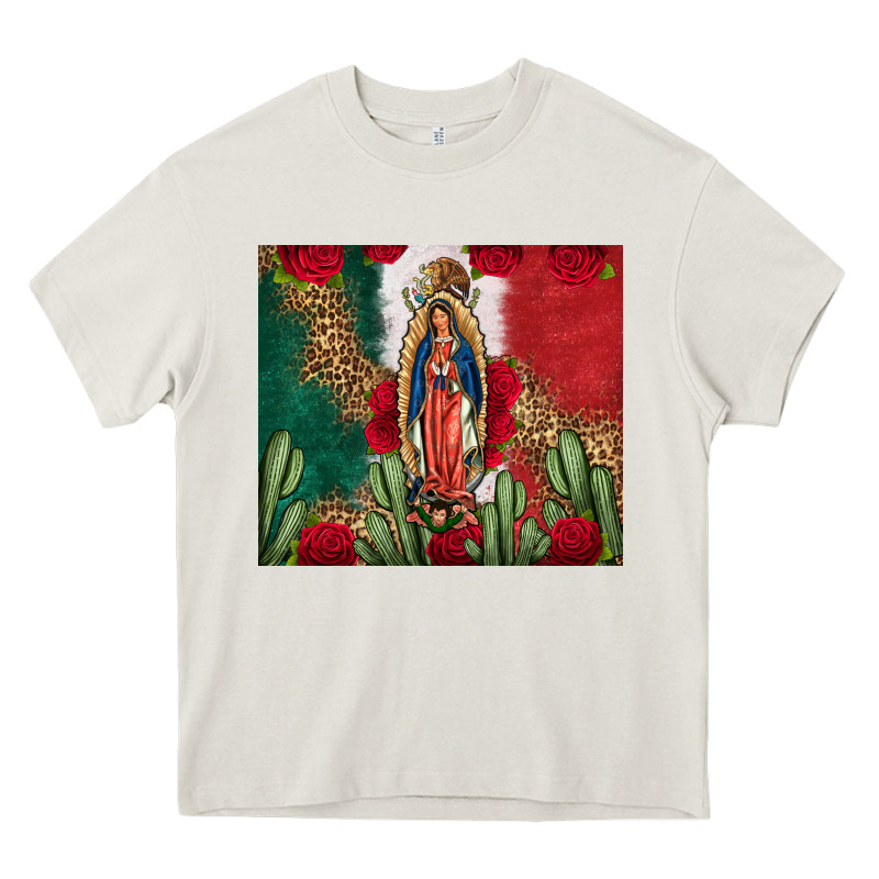 Our Lady Of Guadalupe Mexican Flag Roses Cactus Heavy Core Tee by FaDigitalArtStudio | Teevron