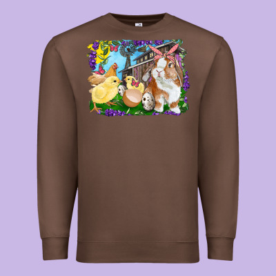 Easter Farm Chicks And Bunny Premium Sweatshirt Designed By Ranaportraitstore