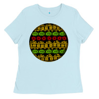 Baby Blue african masks round earrings Ladies Tee - BundleAndBundleShop
