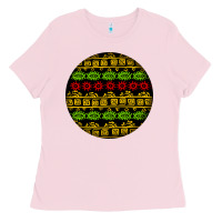 Bubblegum Pink african masks round earrings Ladies Tee - BundleAndBundleShop