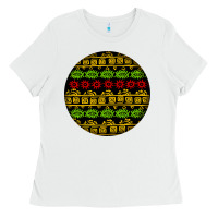 White african masks round earrings Ladies Tee - BundleAndBundleShop