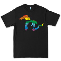 Black all michigan great lakes rainbow colors Premium Tee - linhVisuals