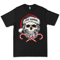 Black bah humbug skull santa hat christmas funny quote Premium Tee - linhVisuals
