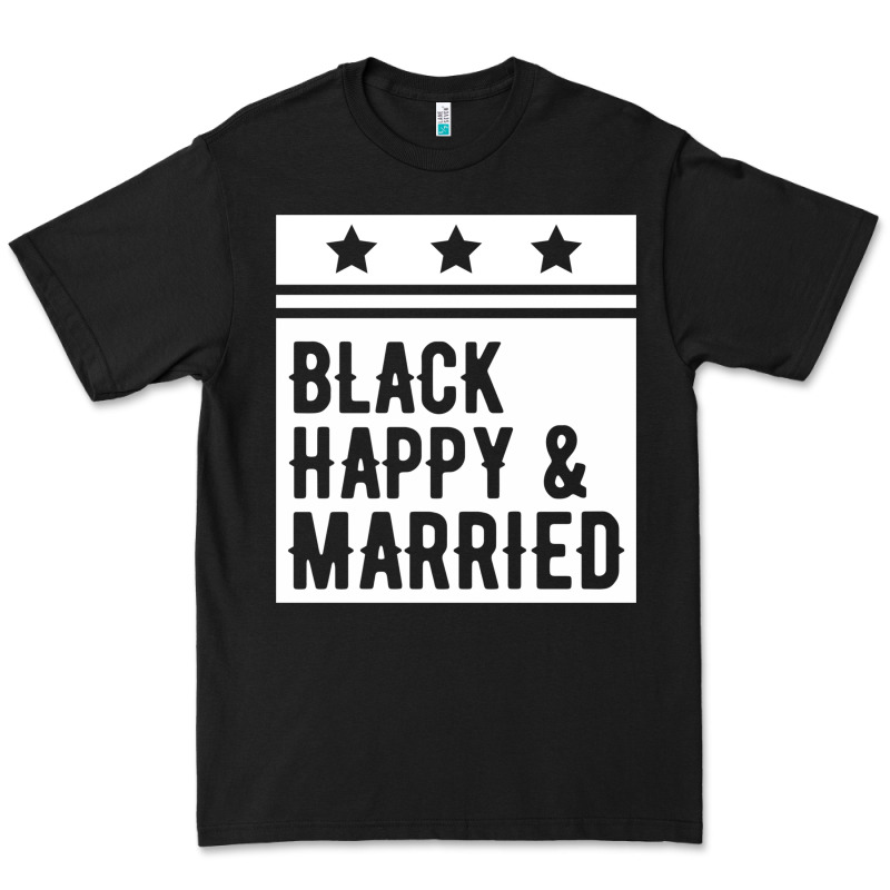 Black Happy & Married Funny Wedding Gifts Premium Tee by linhVisuals | Teevron