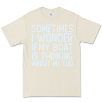 Bone boating funny if my boat is thinking about me too funny pontoon boat l Premium Tee - linhVisuals