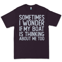 Plum boating funny if my boat is thinking about me too funny pontoon boat l Premium Tee - linhVisuals