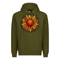 Army Green Basketball Sunflower Premium Hoodie - Jasminsmagicworld