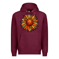 Burgundy Basketball Sunflower Premium Hoodie - Jasminsmagicworld