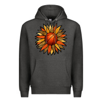Charcoal Heather Basketball Sunflower Premium Hoodie - Jasminsmagicworld