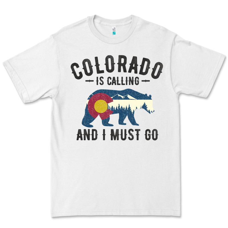 Colorado Is Calling And I Must Go State Flag With Wild Bear Premium Tee by linhVisuals | Teevron