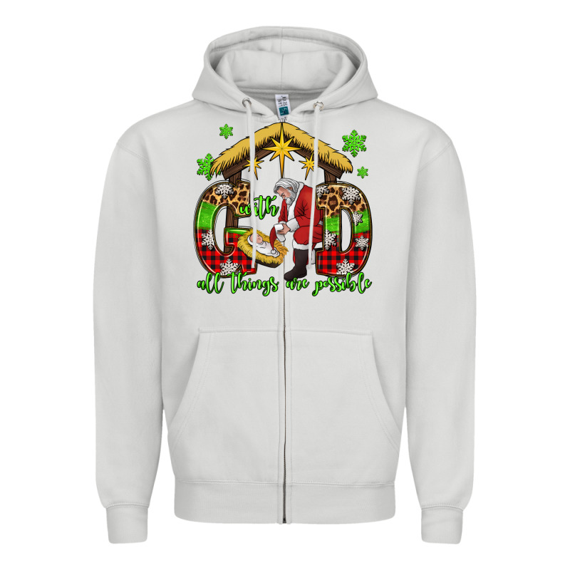 With God All Things Are Possible Santa Baby Jesus Zipper Hoodie by Jasminsmagicworld | Teevron