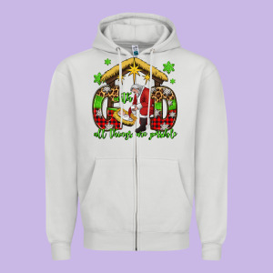 With God All Things Are Possible Santa Baby Jesus Zipper Hoodie Designed By Jasminsmagicworld