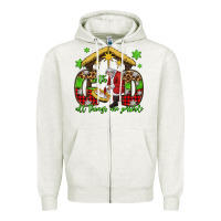 Oatmeal Heather with god all things are possible santa baby jesus Zipper Hoodie - Jasminsmagicworld