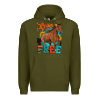 Army Green roam free galloping Premium Hoodie - Artiststas