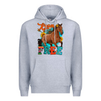 Heather Grey roam free galloping Premium Hoodie - Artiststas